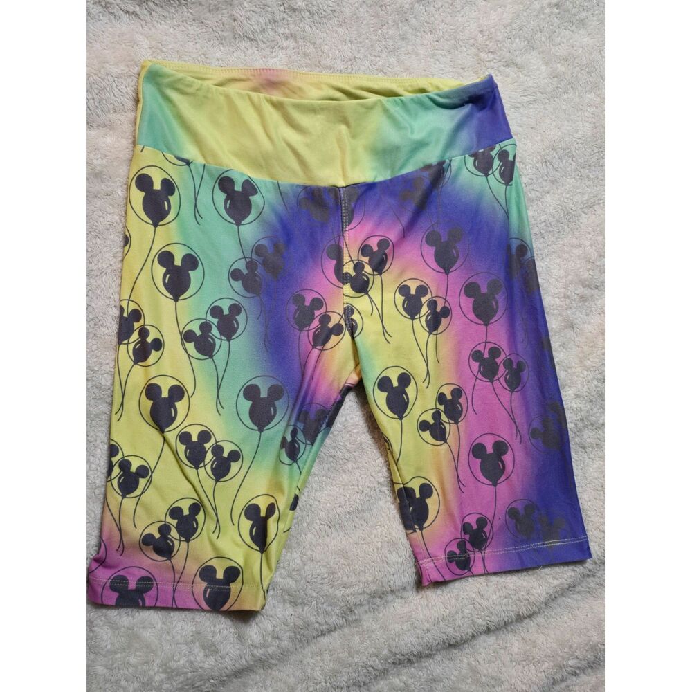 Disney Parks Mickey Mouse Balloon Rainbow Tie Dye Bike Shorts XS